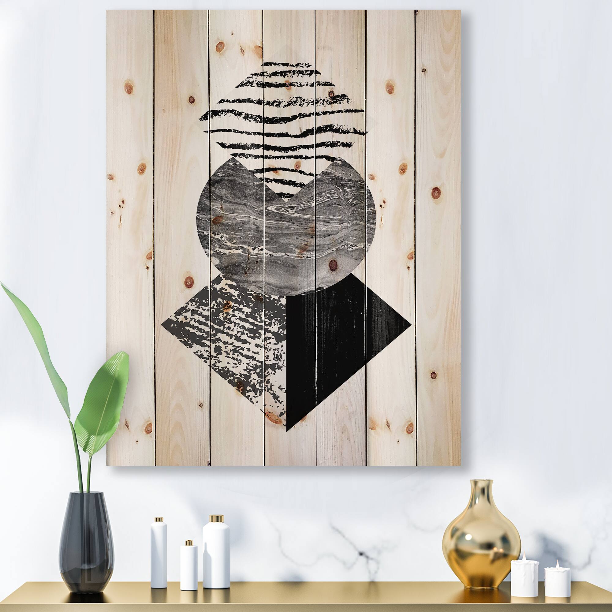 Designart - Tropical Palm Leaf With Abstract Geometry Shapes I